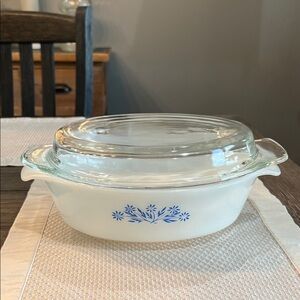 Vintage Anchor Hocking Fire King #433 Blue Cornflower Casserole Dish with Lid
